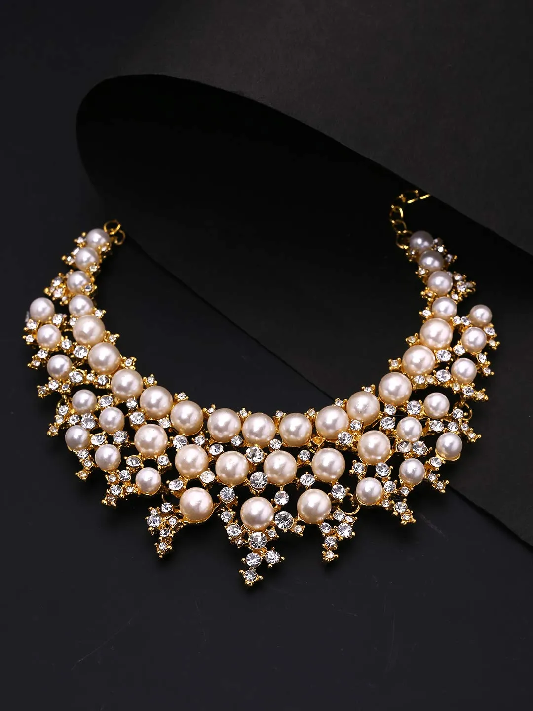 Yellow Chimes Gold Plated Pearl Necklace Set/Jewellery Set with Party Wear Earrings for Women and Girls