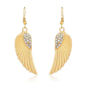 Yellow Chimes Golden Feathers Drop Earring for Women & Girls