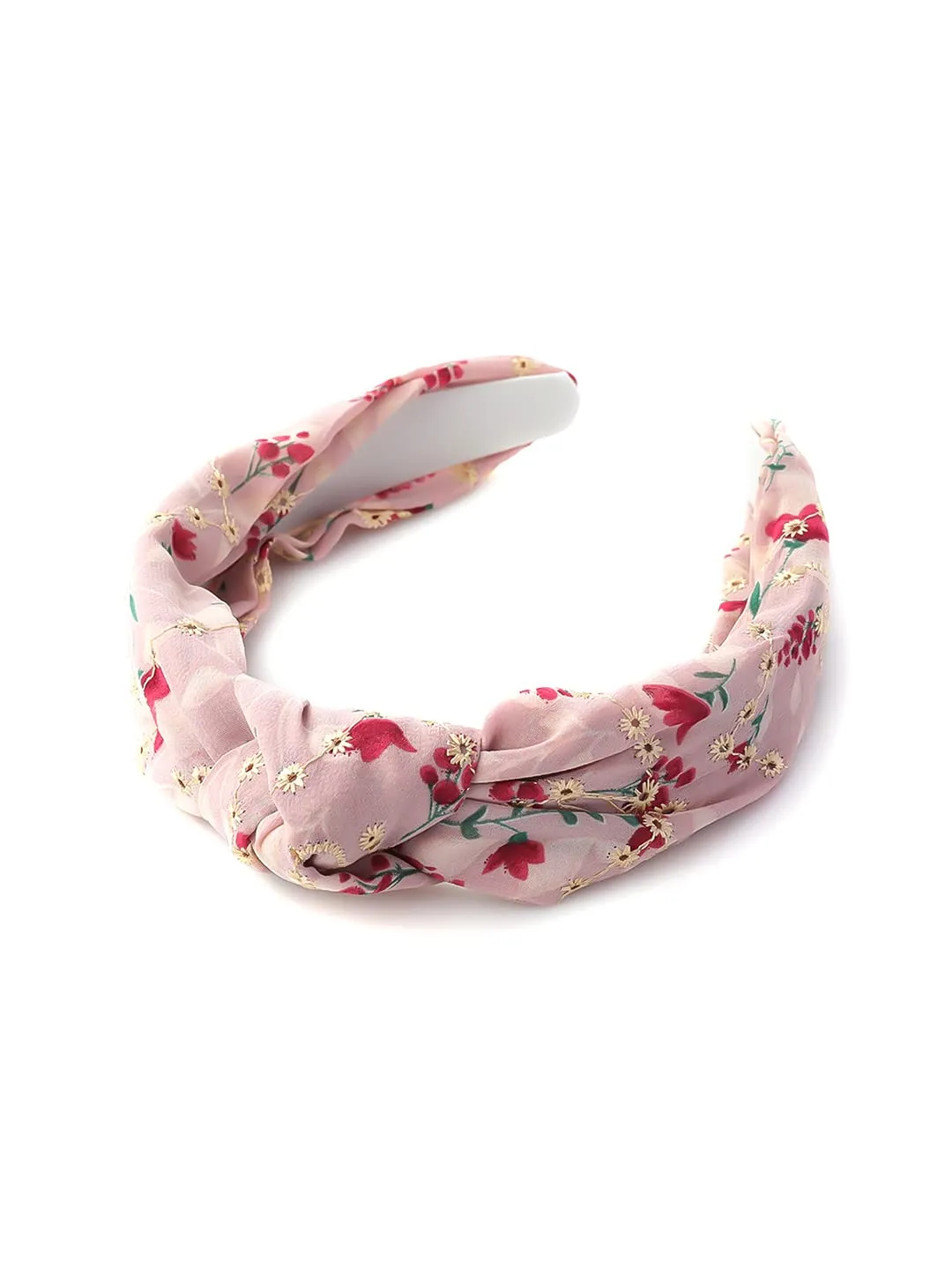 Yellow Chimes Hair Bands for Girls Pink Hairbands for Women Solid Fabric Knot Floral Printed Headband Hairband Hair Accessories for Women and Girls.