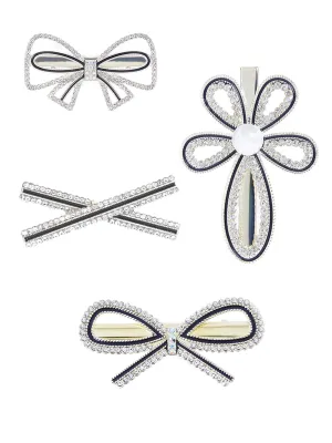 Yellow Chimes Hair Clips for Women 4 Pcs Hairclips for Girls Crystal Studded Bobby Pins Hair Clips Barratte Clips for Women and Girls Hair Accessories.