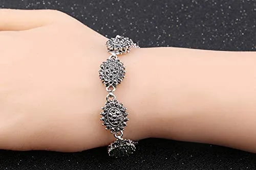 Yellow Chimes Handcraft Crystals Fancy Collection Oxidized Silver Bracelet for Girls and Women