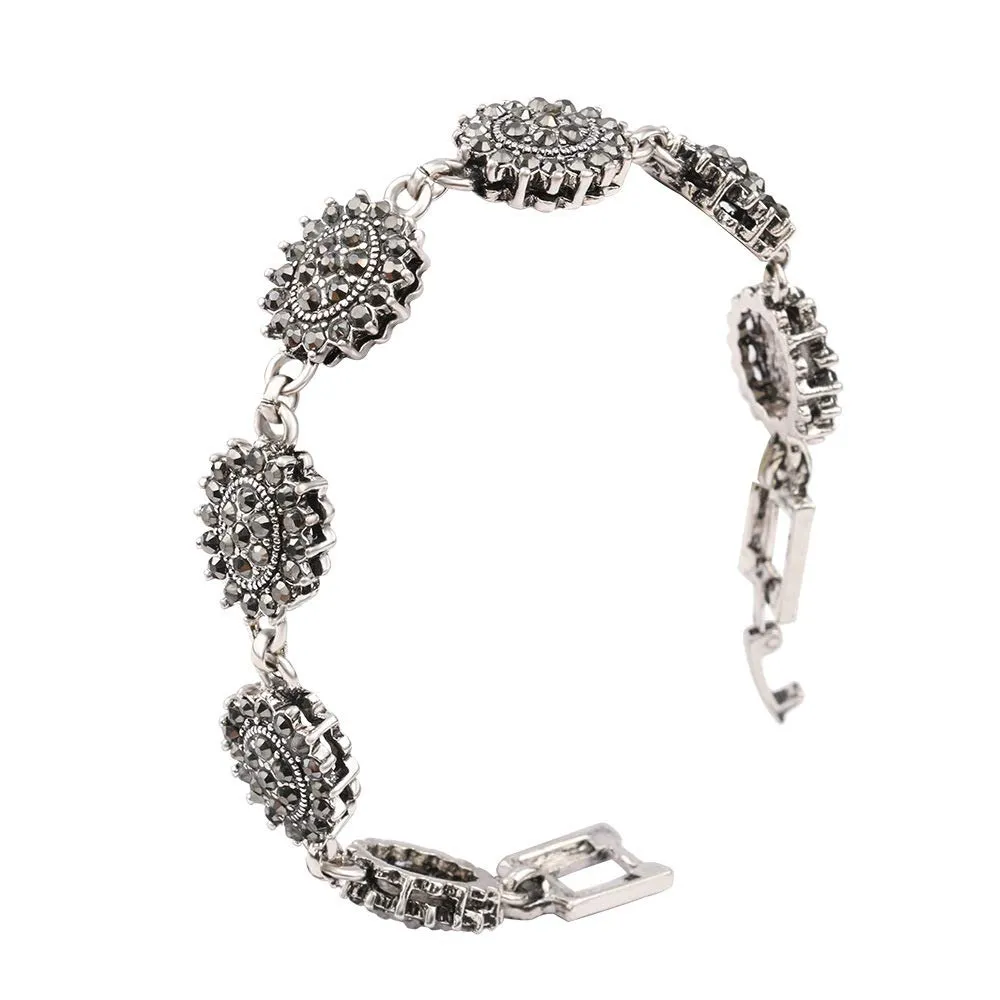 Yellow Chimes Handcraft Crystals Fancy Collection Oxidized Silver Bracelet for Girls and Women