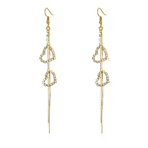 Yellow Chimes Hanging Hearts Gold Chandelier Earring for Women & Girls