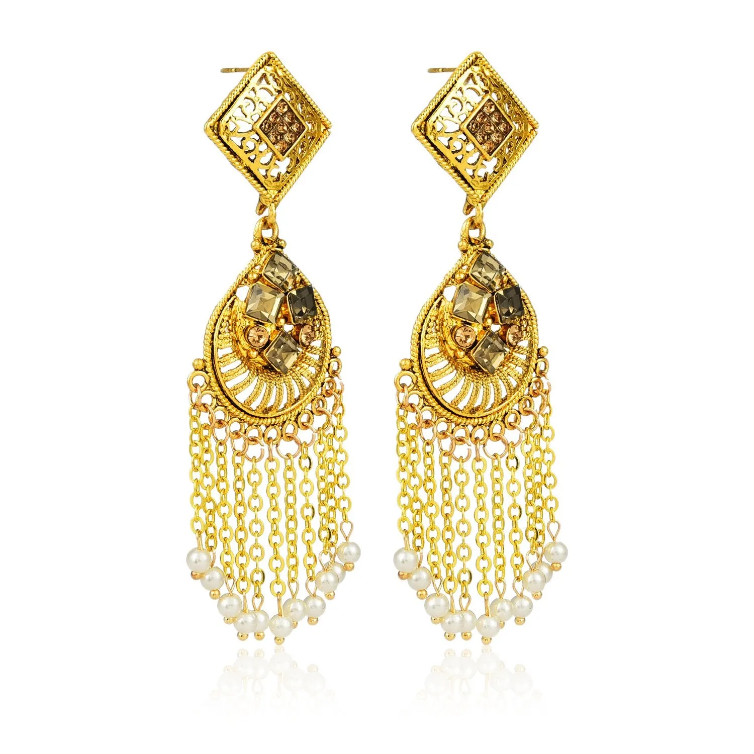 Yellow Chimes Indo-Western Dangler Gold Plated Traditional Earrings for Women & Girls