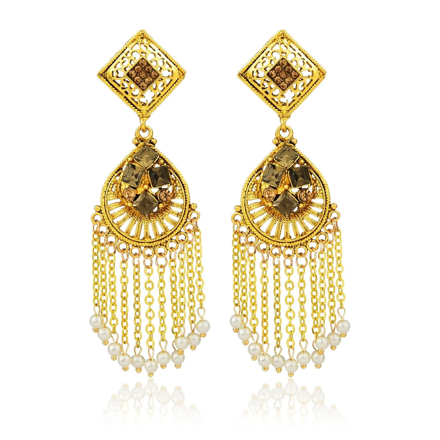 Yellow Chimes Indo-Western Dangler Gold Plated Traditional Earrings for Women & Girls