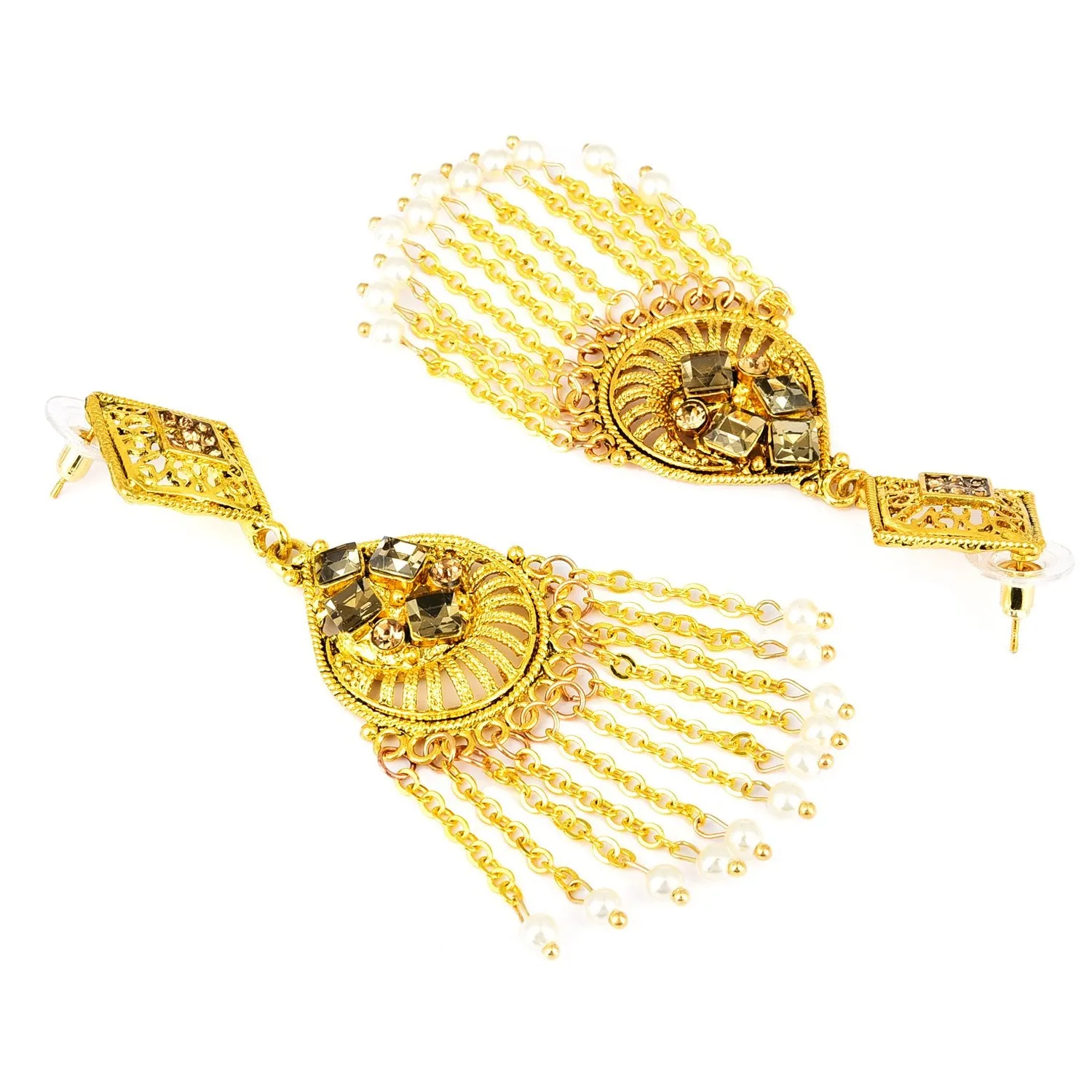 Yellow Chimes Indo-Western Dangler Gold Plated Traditional Earrings for Women & Girls