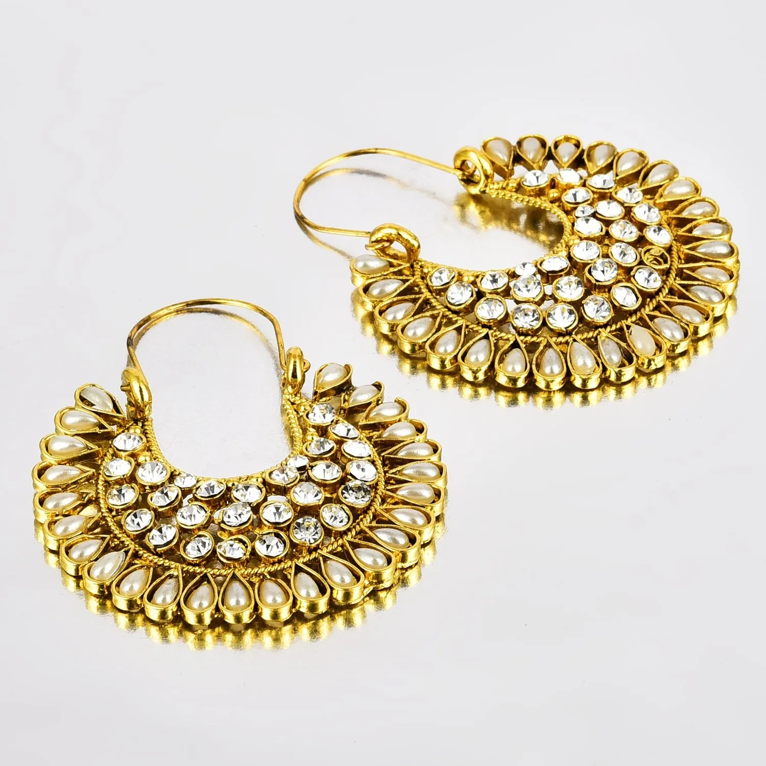 Yellow Chimes Jadau Work Traditional Chandbali Earrings for Women & Girls