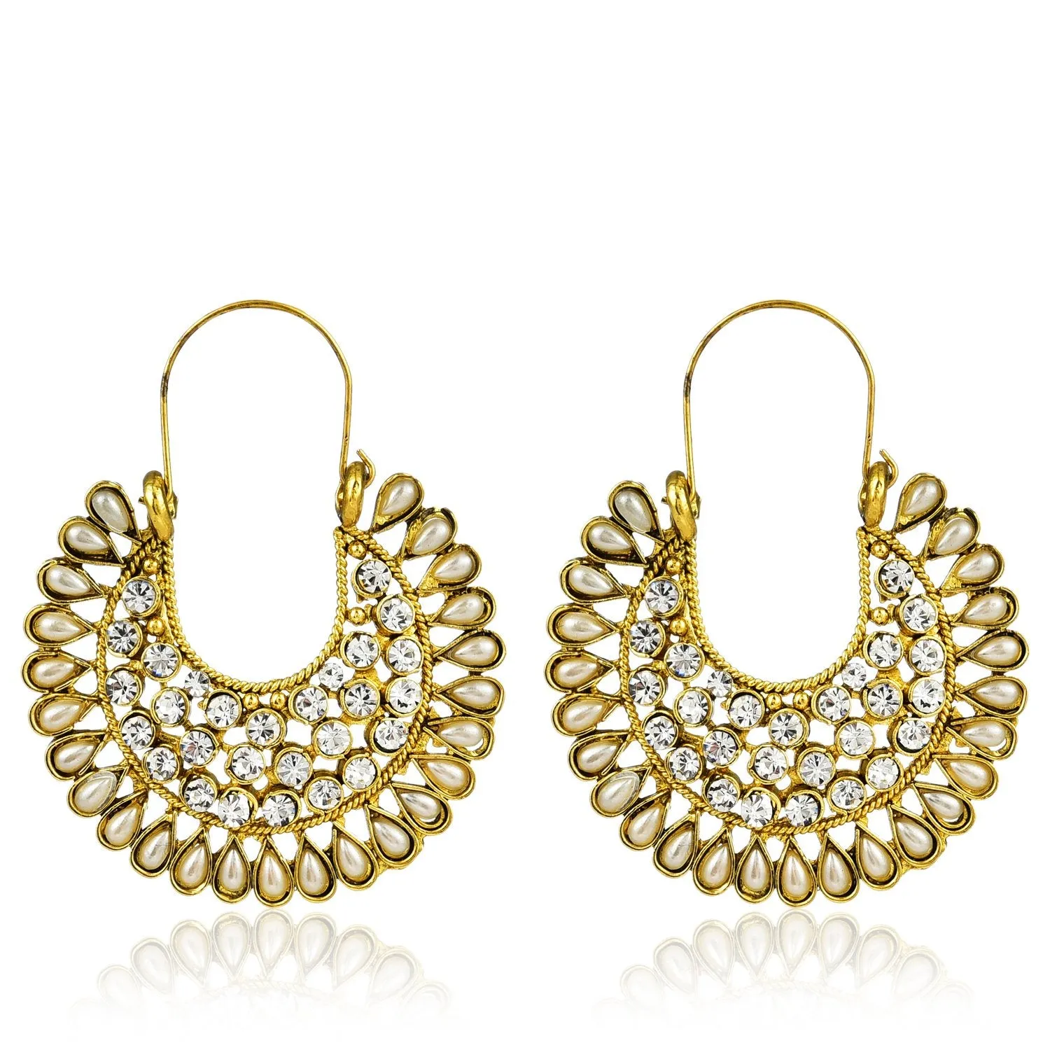 Yellow Chimes Jadau Work Traditional Chandbali Earrings for Women & Girls