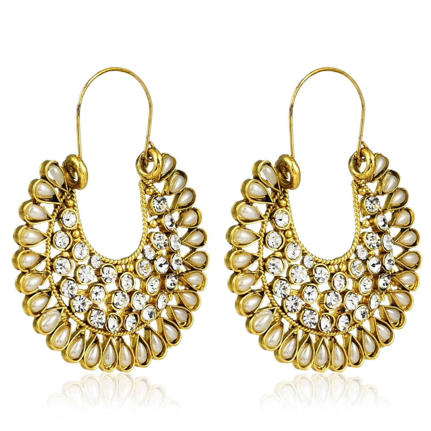 Yellow Chimes Jadau Work Traditional Chandbali Earrings for Women & Girls