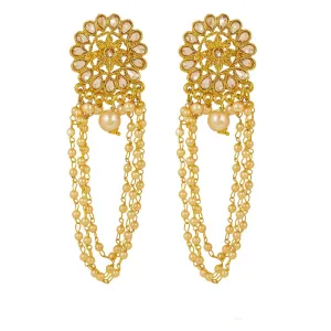 Yellow Chimes Kundan Studded Gold Plated Traditional Latkan Earrings for Women and Girls