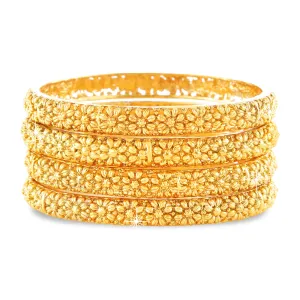 Yellow Chimes Latest Elegant Floral Design 4Pc Gold Plated Traditional Bangles Set for Women and Girls