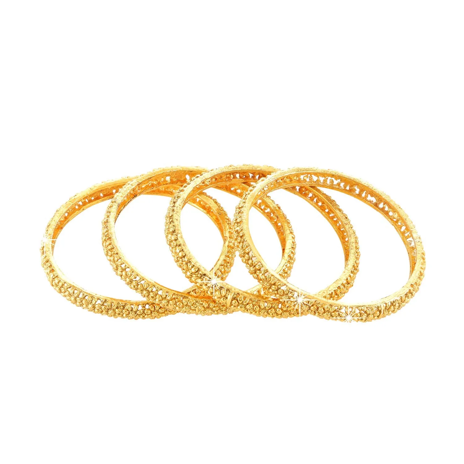 Yellow Chimes Latest Elegant Floral Design 4Pc Gold Plated Traditional Bangles Set for Women and Girls