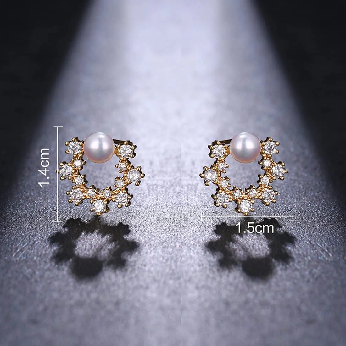 Yellow Chimes Latest Fashion Gold Plated Crystal Pearl Design Stud Earrings for Women and Girls, Medium (YCFJER-PRLSTUD-GL)