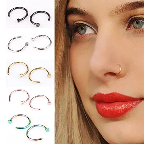 Yellow Chimes Latest Fashion Stainless steel 15 Pcs Combo Multicolor Non Piercing Nose Pins for Women and Girls, Medium (YCFJNP-460STNP-C-MC)