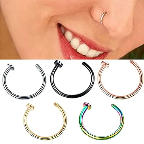 Yellow Chimes Latest Fashion Stainless steel 15 Pcs Combo Multicolor Non Piercing Nose Pins for Women and Girls, Medium (YCFJNP-460STNP-C-MC)