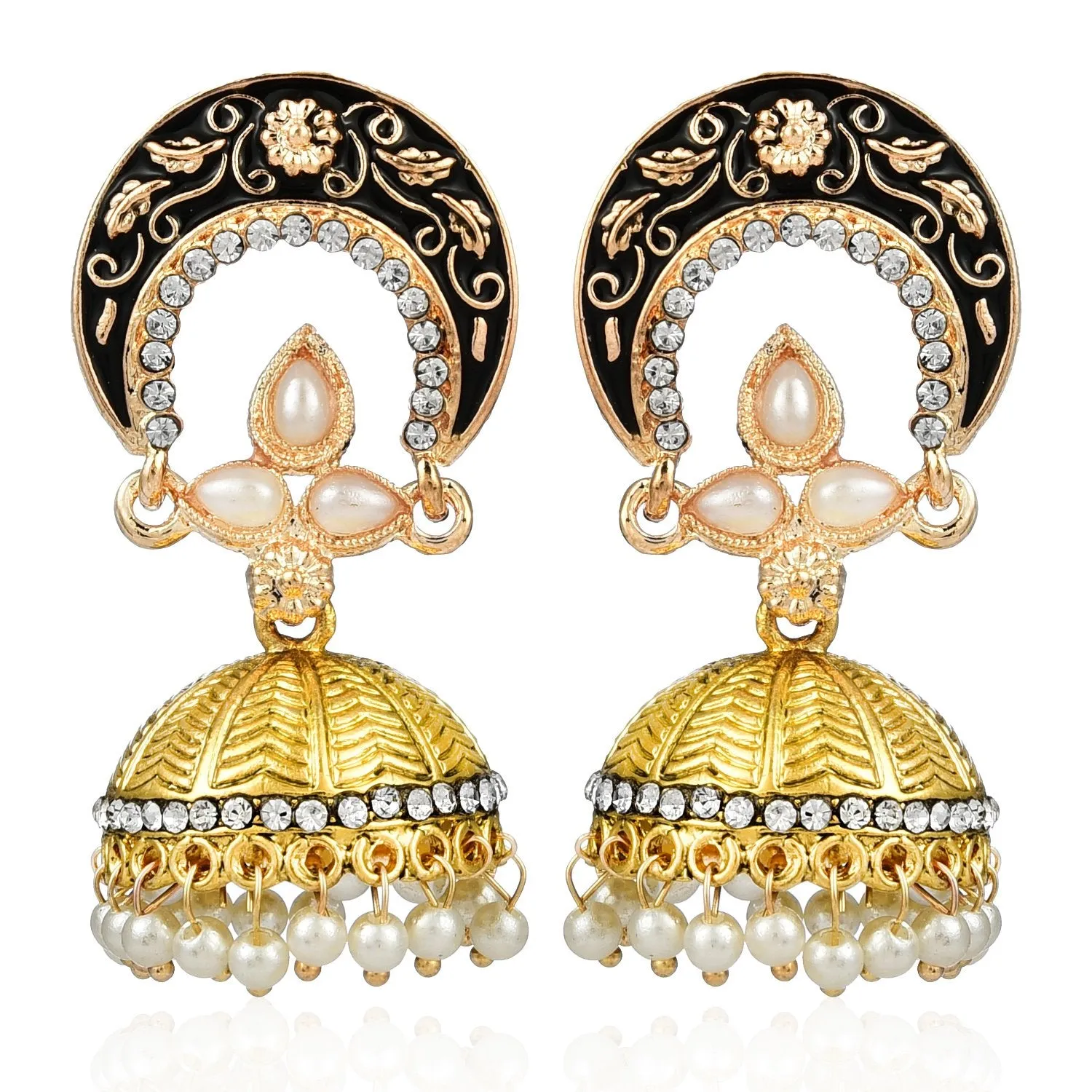 Yellow Chimes Meenakari Work Traditional Jhumka Fusion Chandbali Earrings for Women & Girls