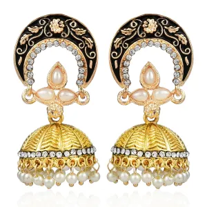 Yellow Chimes Meenakari Work Traditional Jhumka Fusion Chandbali Earrings for Women & Girls