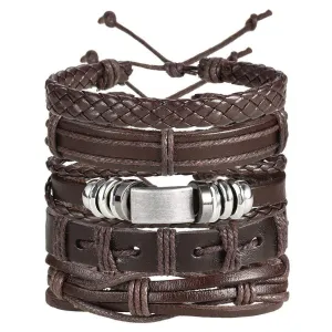 Yellow Chimes Multi PCS Combo Leather Wraps Casual Latest Trend Bracelets for Men and Boys (Style 2-5 PC)