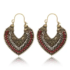 Yellow Chimes Oxidized Indian Traditional Fancy Earrings Chandbali for Women and Girls