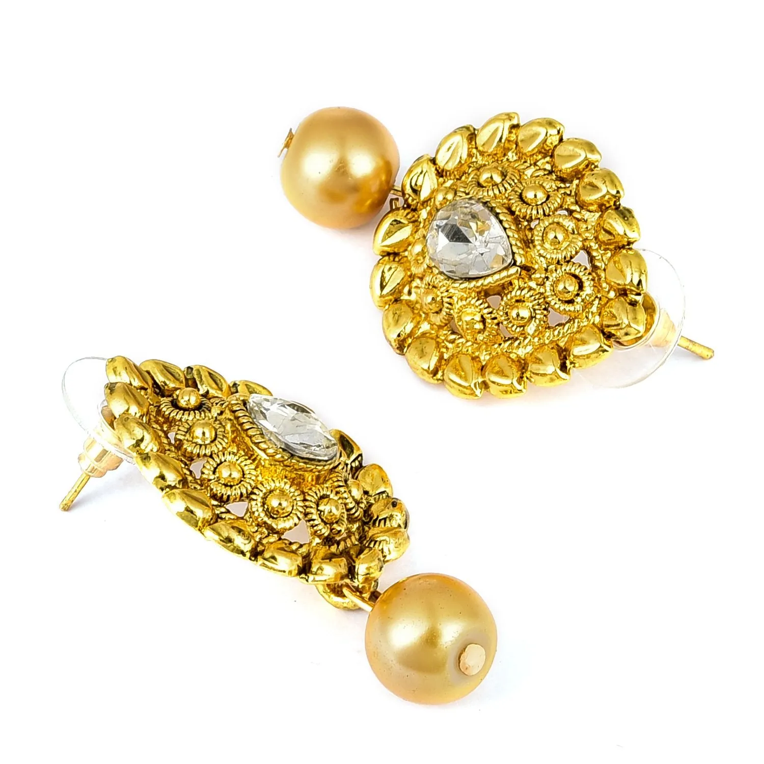 Yellow Chimes Paisley Pearl Drop Indian Traditional Earrings for Women and Girls