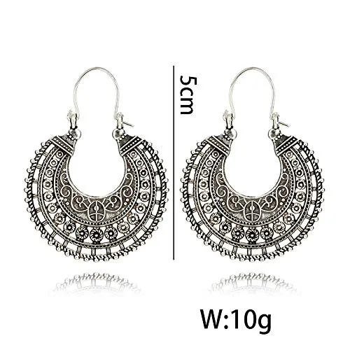 Yellow Chimes Peacock Carving Silver Chandbali Earring for Women & Girls