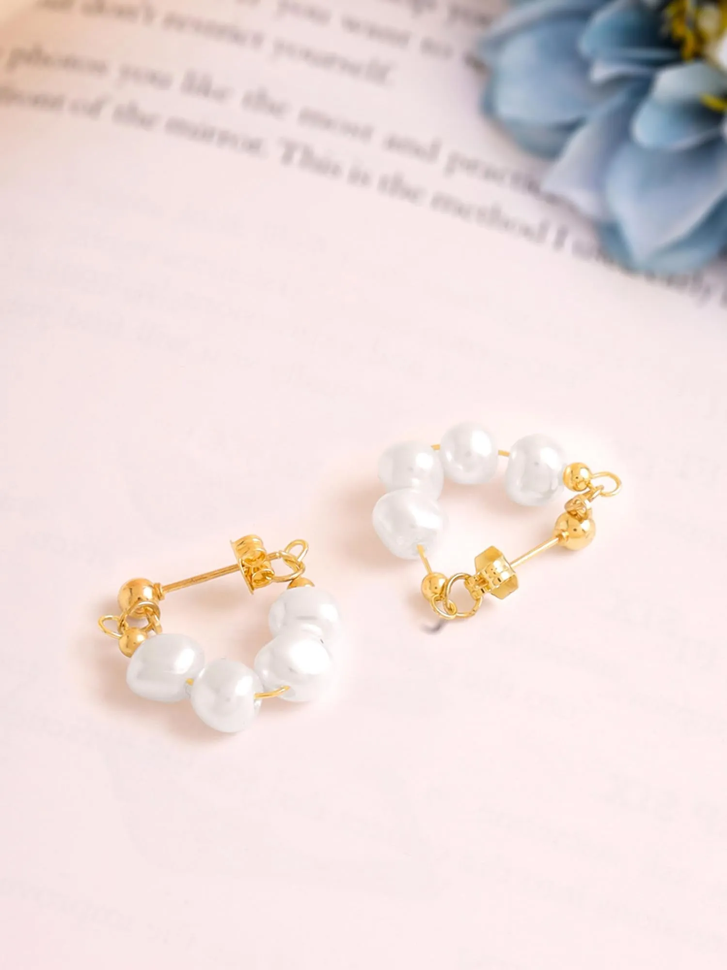 Yellow Chimes Pearl Drop Earrings For Women | Fashion Women Earrings | Gold Plated White Pearls Hoop Earrings For Girls | Birthday Gift for Girls Anniversary Gift for Women