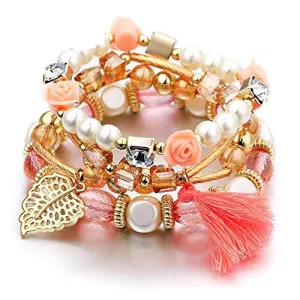 Yellow Chimes Rose Pearl Classic Designer Wrap Bracelet for Women and Girls.