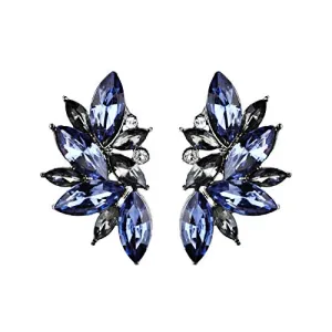 Yellow Chimes Silver Plated Blue Crystal Jacket Earrings for Women and Girls