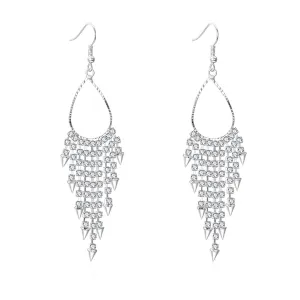 Yellow Chimes Sparkling Beauty Silver Chandelier Earring for Women & Girls.