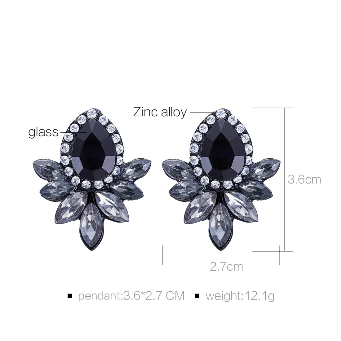 Yellow Chimes Sparkling Leafs Black Stud Earring for Women & Girls.