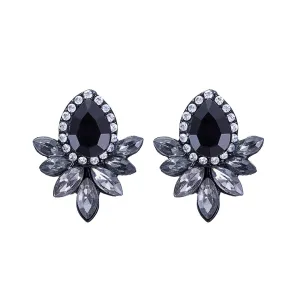 Yellow Chimes Sparkling Leafs Black Stud Earring for Women & Girls.