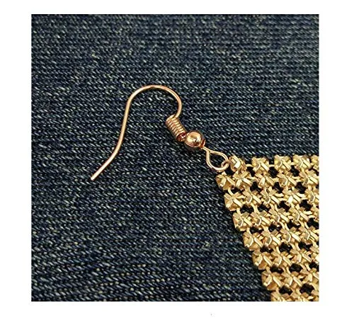 Yellow Chimes Tassel Earrings for Women Metallic Mesh Grid Sequins Golden Tassel Long Drop Earrings Women and Girls.