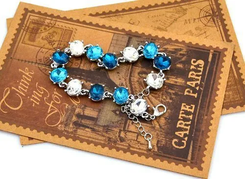 Yellow Chimes Water Droplets Blue Crystal Charm Bracelet for Women and Girls