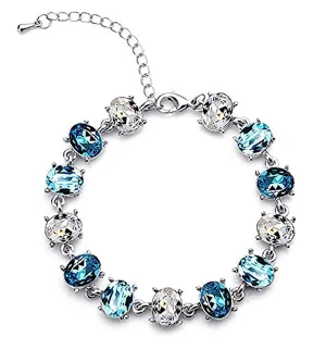 Yellow Chimes Water Droplets Blue Crystal Charm Bracelet for Women and Girls