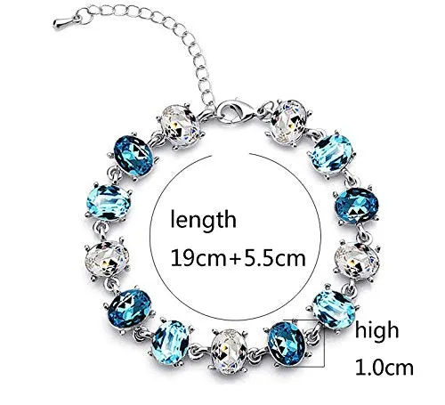 Yellow Chimes Water Droplets Blue Crystal Charm Bracelet for Women and Girls