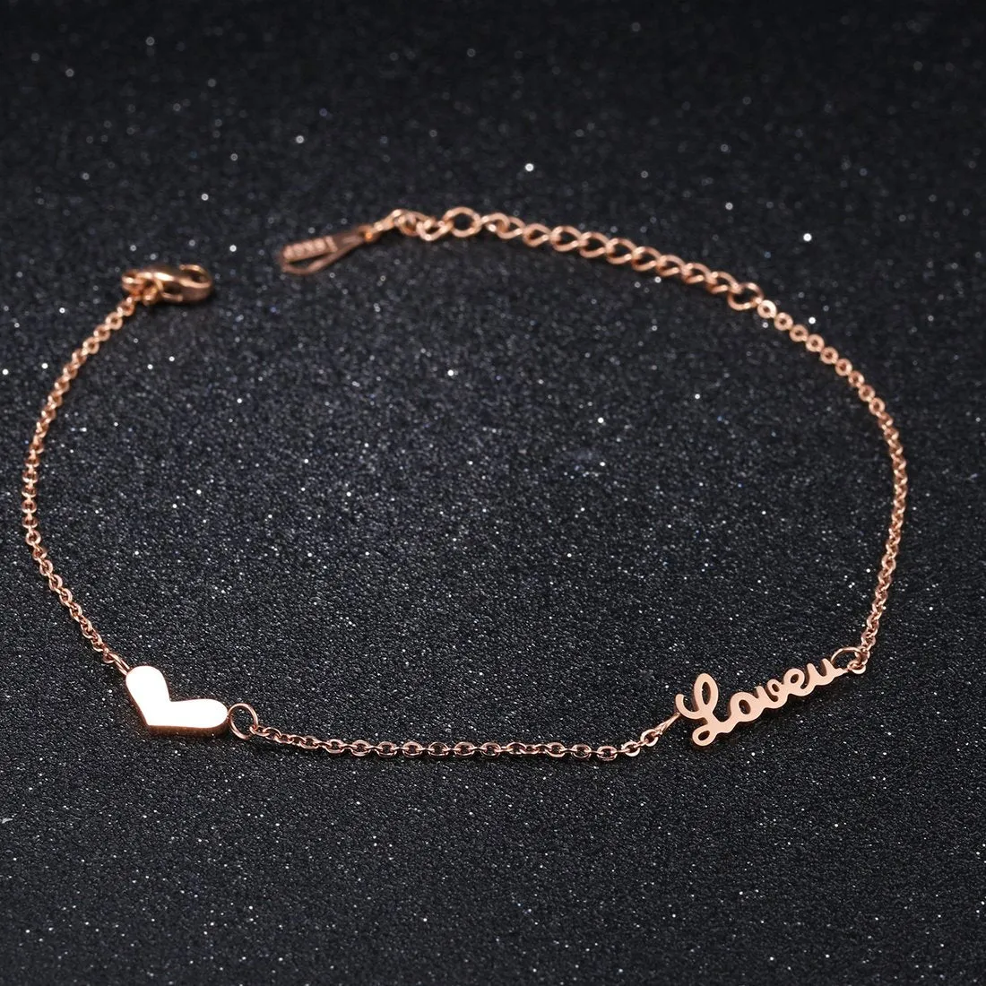 Yellow Chimes Western Style Stainless Steel Never Fading Rose Gold Plated Heart Designer Anklet for Women & Girls