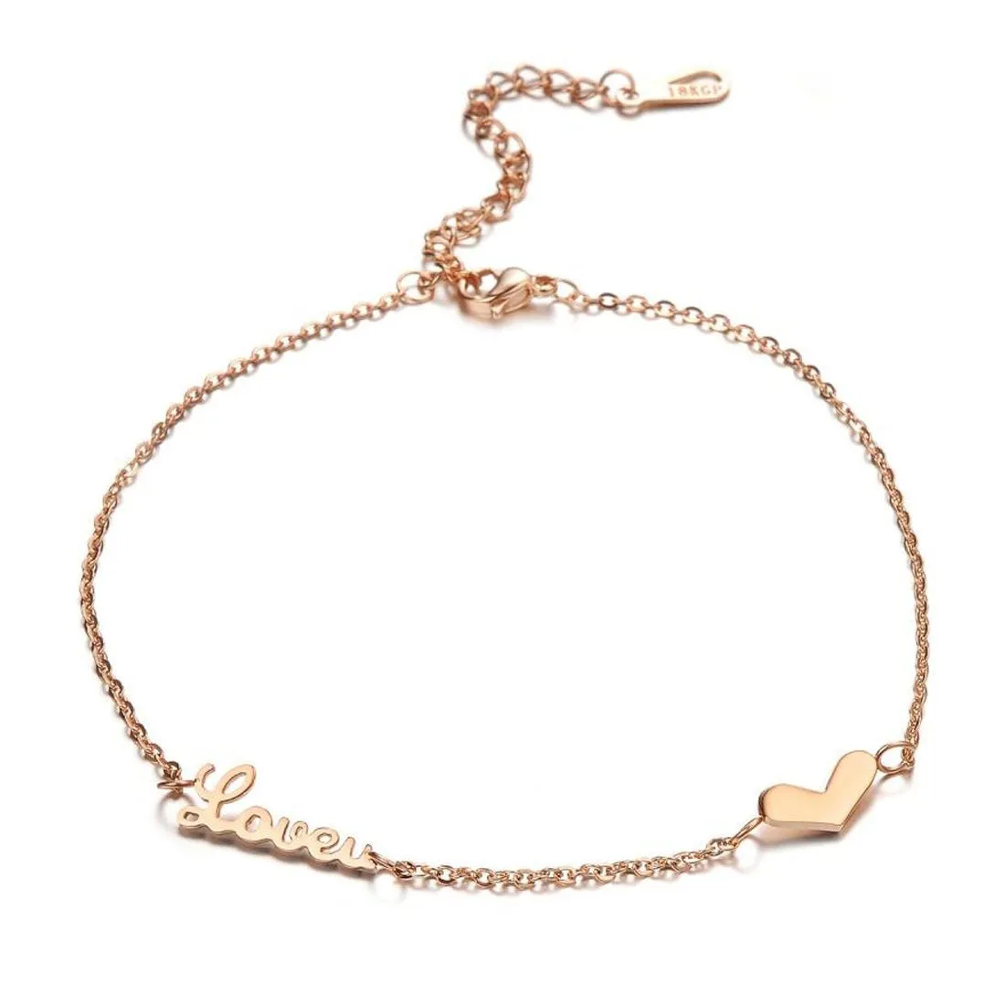 Yellow Chimes Western Style Stainless Steel Never Fading Rose Gold Plated Heart Designer Anklet for Women & Girls