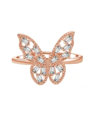 Yellow ChimesRing For Women Elegant Crystal Studded Butterfly Design Adjustable Rings for Women and Girls