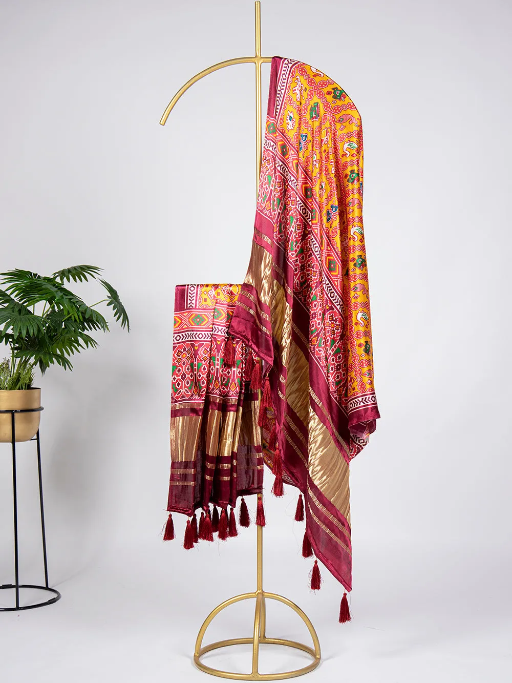 Yellow Color Digital Printed Gaji Silk Dupatta