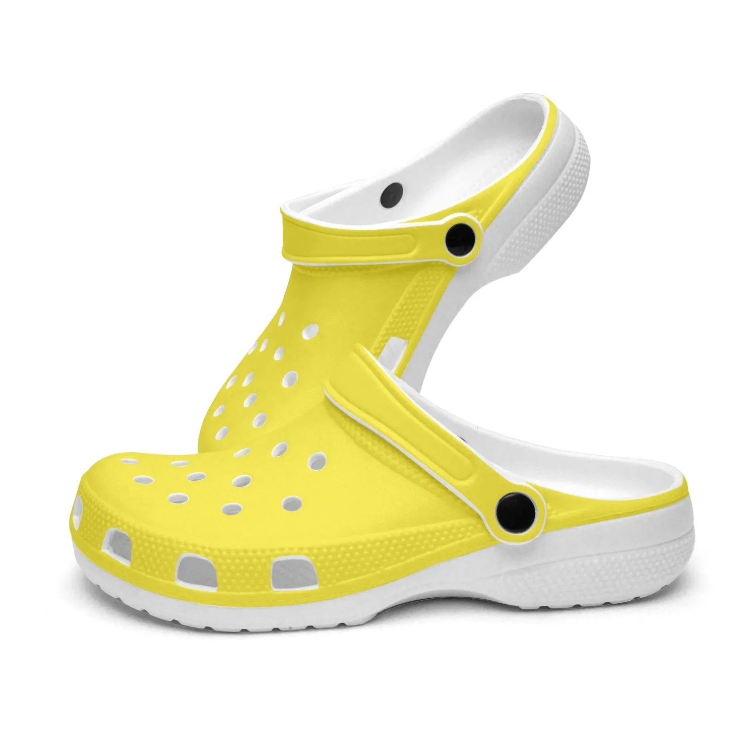 Yellow Color Slip On Sandals, Best Solid Bright Yellow Color Unisex Classic Lightweight Best Sandals For Men or Women