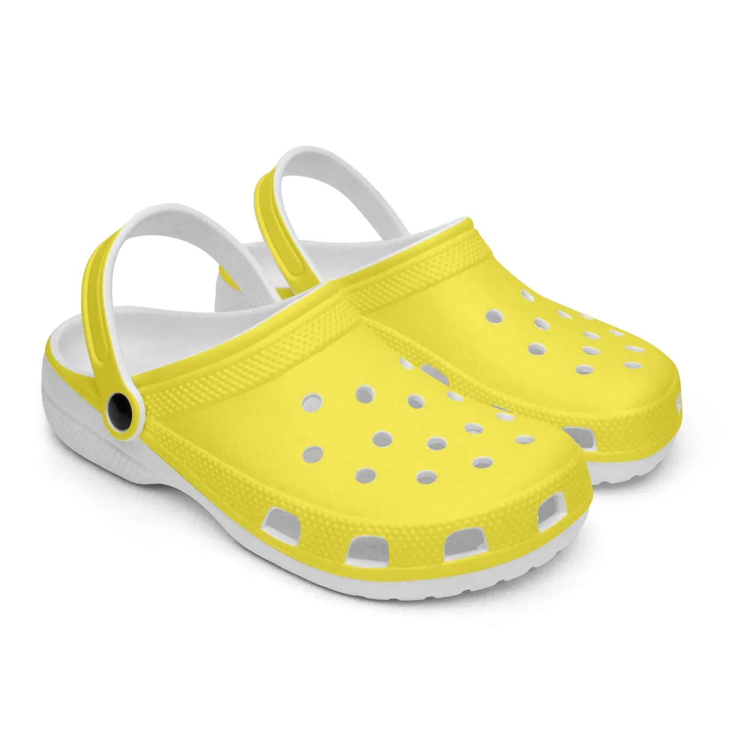 Yellow Color Slip On Sandals, Best Solid Bright Yellow Color Unisex Classic Lightweight Best Sandals For Men or Women