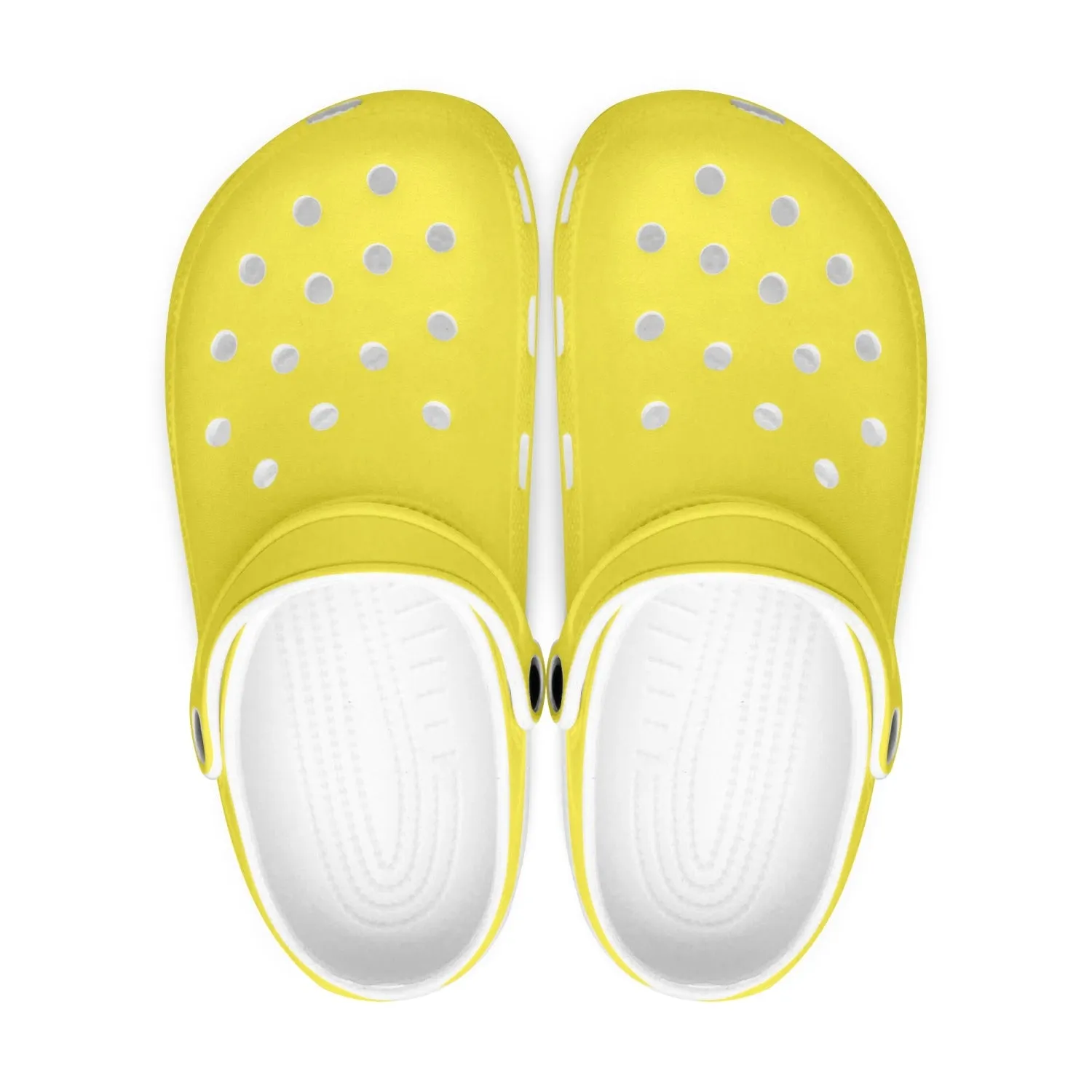 Yellow Color Slip On Sandals, Best Solid Bright Yellow Color Unisex Classic Lightweight Best Sandals For Men or Women