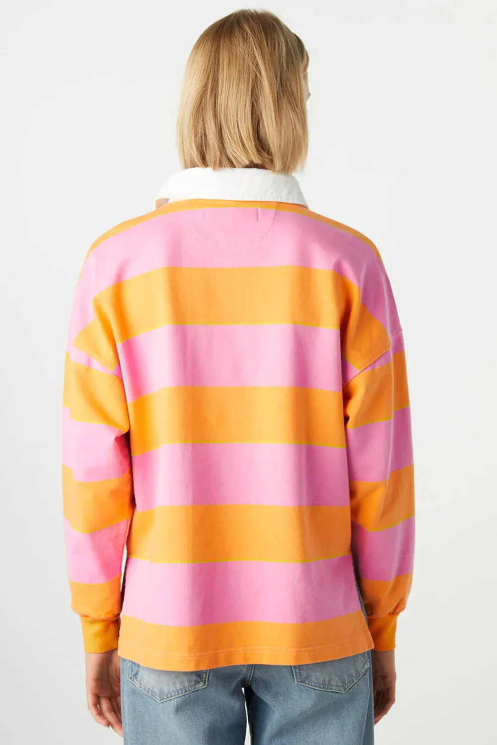 Yellow Colorblock Button Collared Sweatshirt