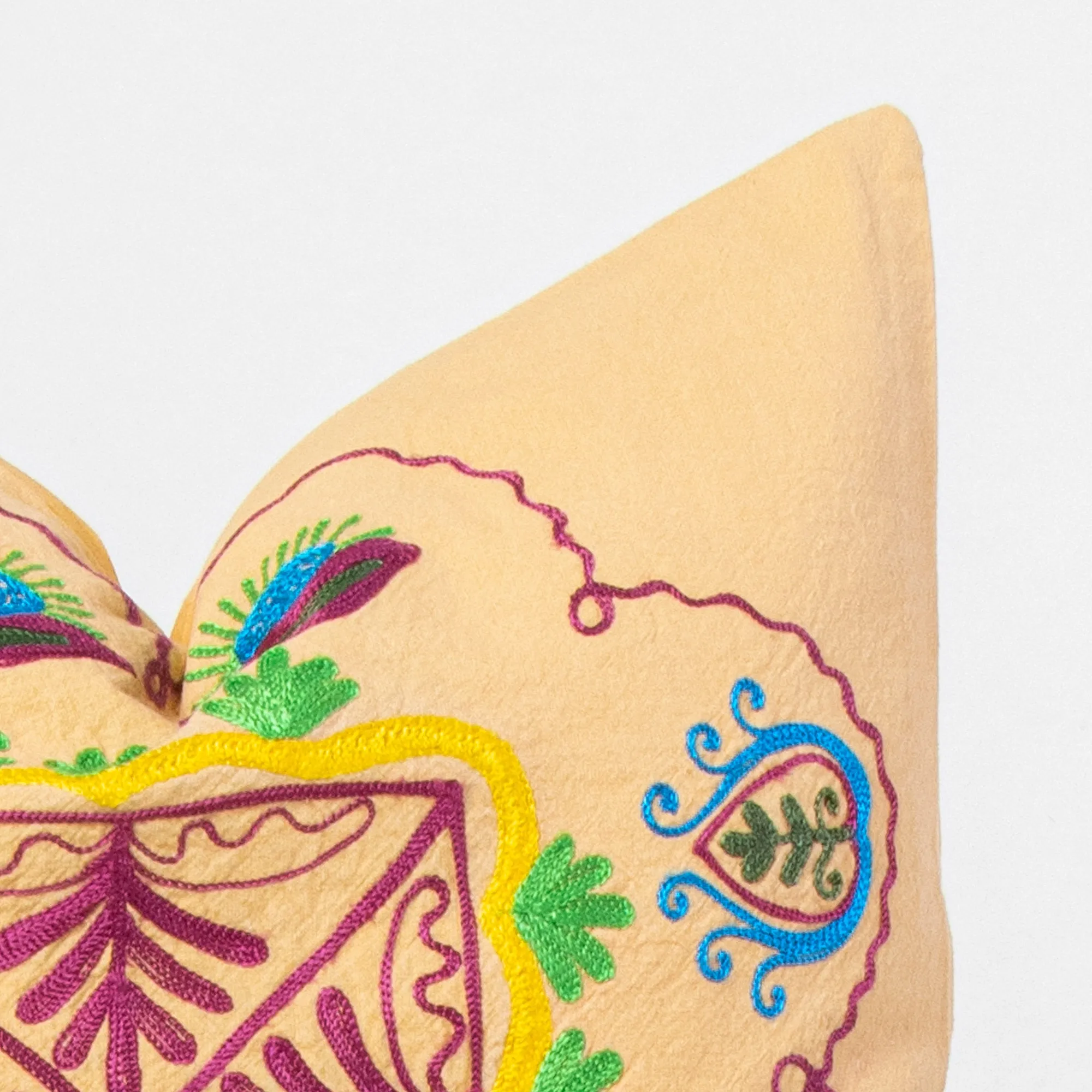 Yellow Cotton Embroidered Cushion Covers