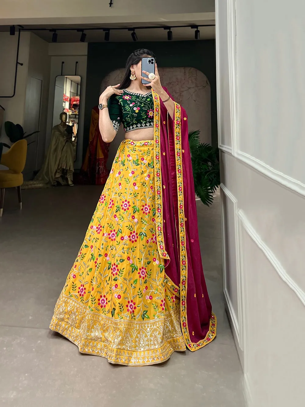 Yellow Embroidered Georgette Lehenga - Celebrate Tradition in Modern Elegance