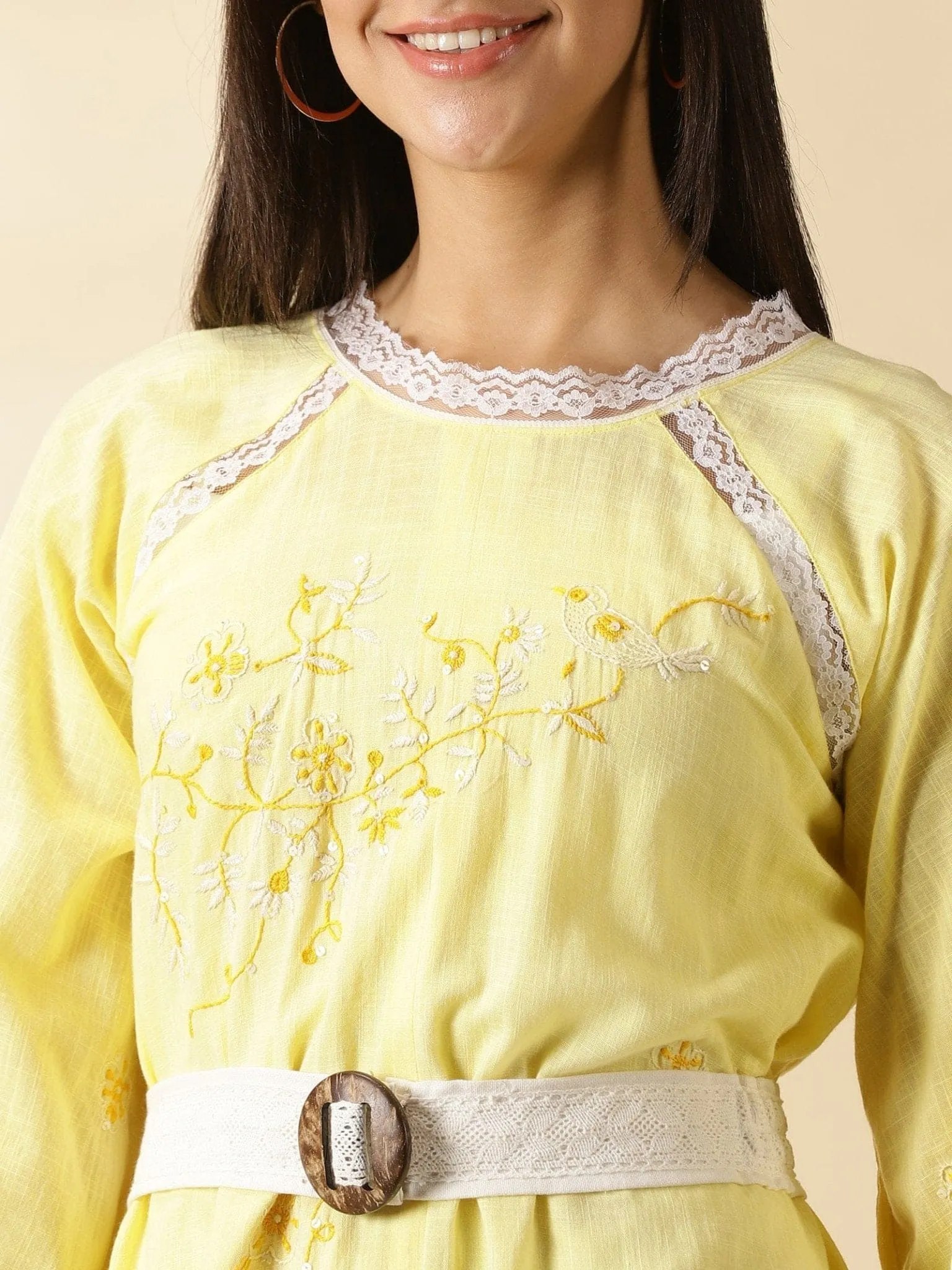 Yellow Embroidered hankercheif Dress