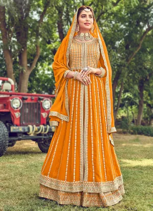 Yellow Embroidered Slit Style Anarkali Lehenga Suit