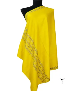 yellow embroidery GI pashmina shawl 7898