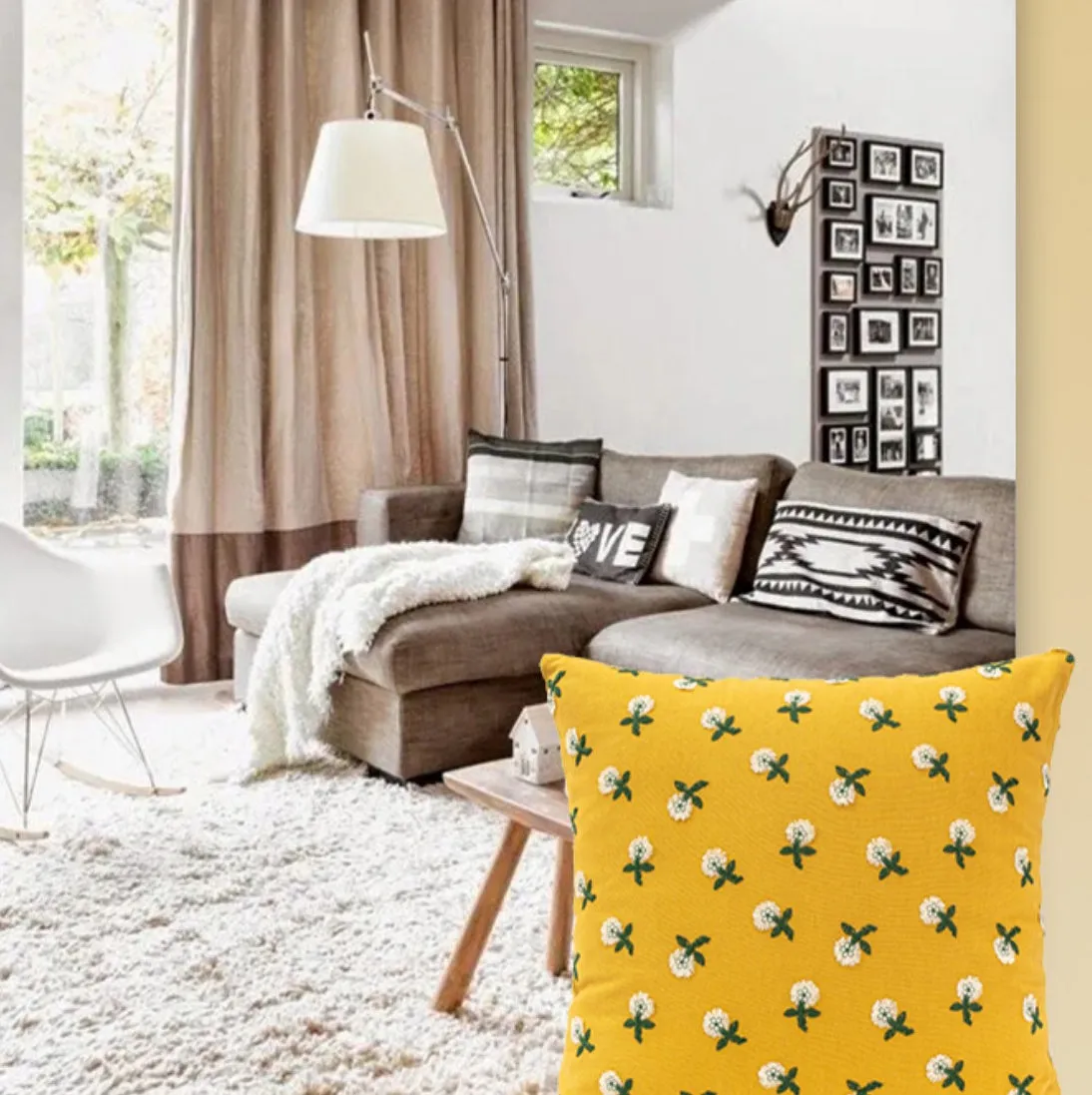 Yellow Floral Pillow