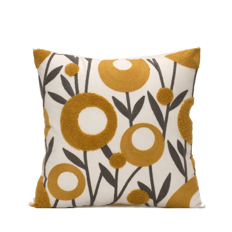 Yellow Flower Patterned Pillow